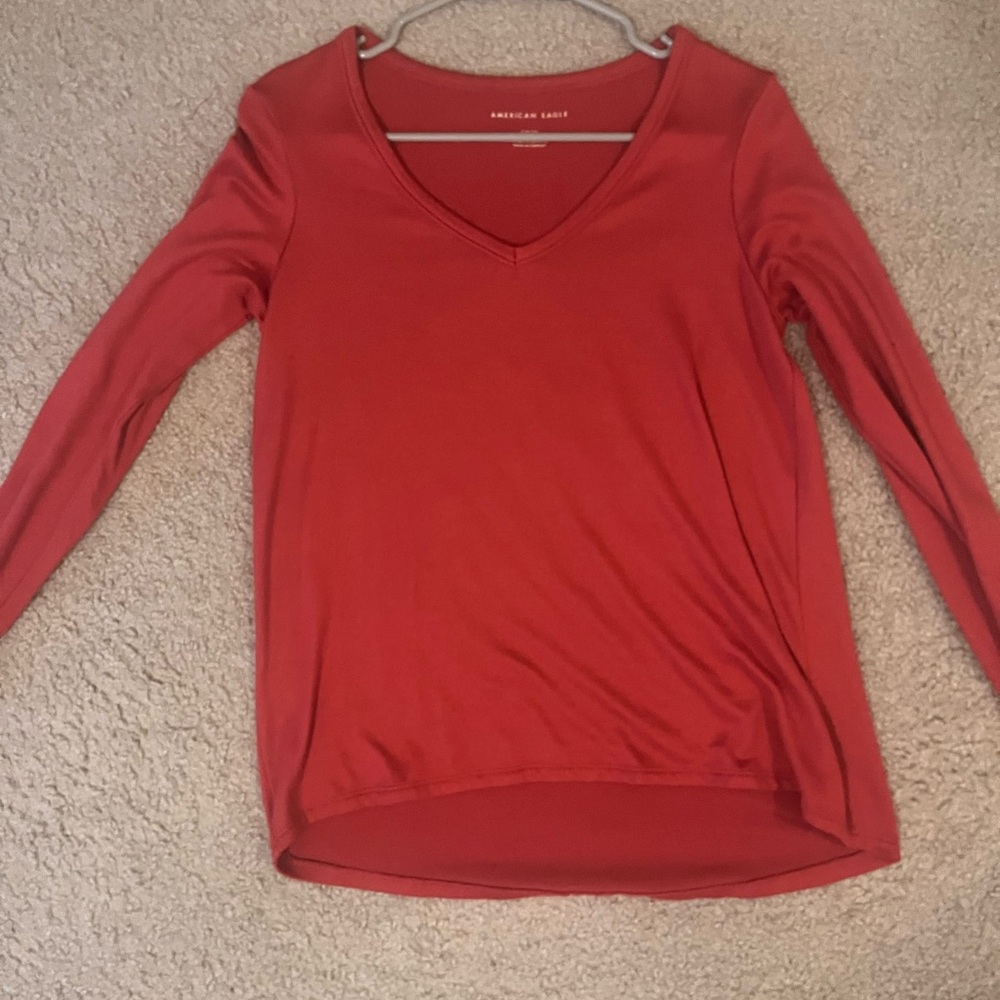 American Eagle Outfitters Red V-Neck Women's Top